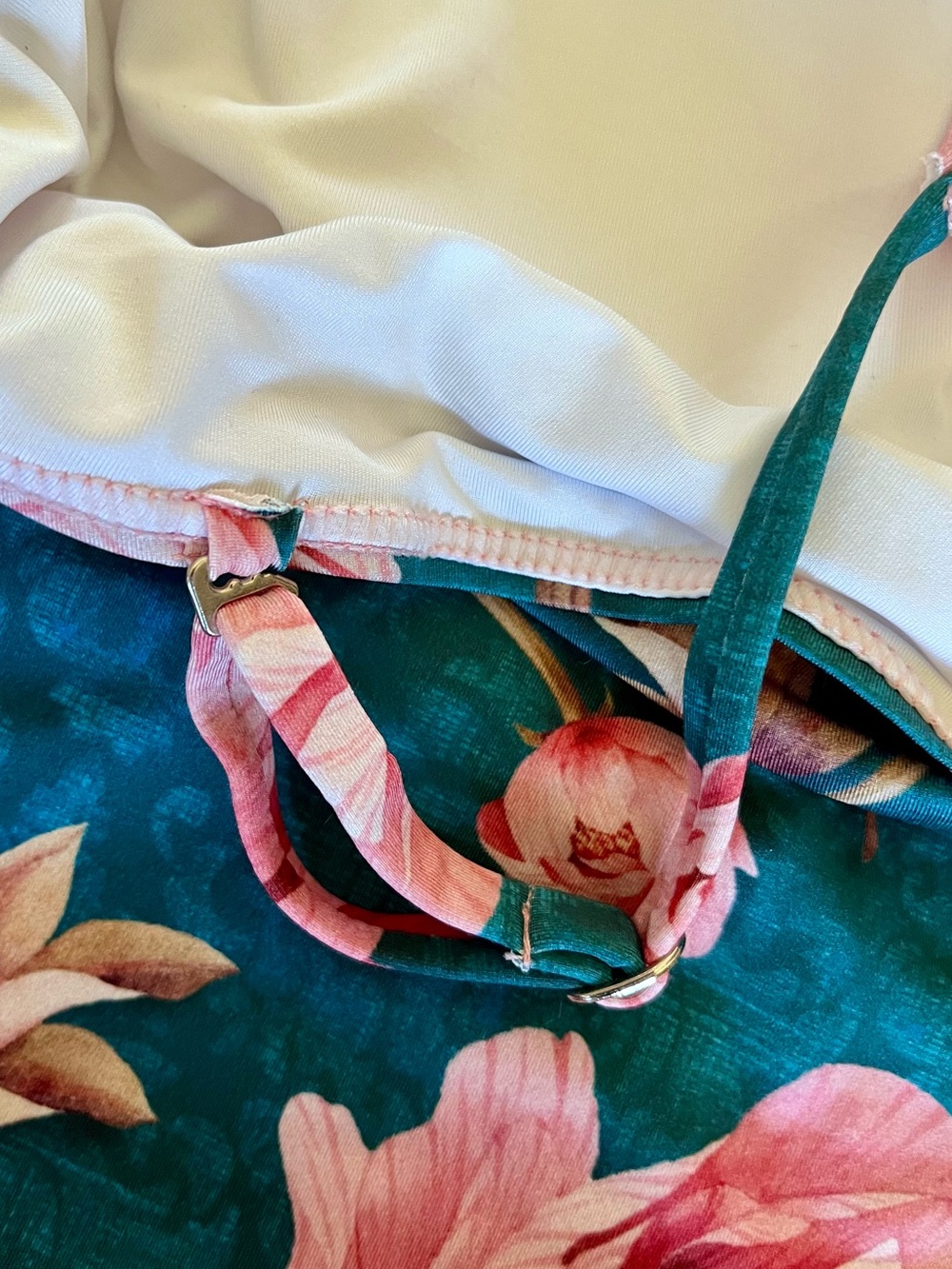 ☀️Beautiful 🌸HAPARI 🌸 Peony & Evergreen High-Neck Tankini Top Sz M Like New! - Picture 7 of 13